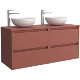 Salgar Mueble de baño con 4 cajones para lavabo de sobre encimera Noja . (140 cm) Rojo Satín
