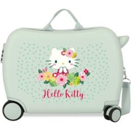 Personajes Maleta infantil Hello Kitty floral kitty rígida con capacidad 34L. Verde claro