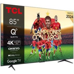 TCL TV QLED 215,9 cm (85') 85C655, 4K UHD, Smart TV by Google TV, Dolby Vision y Atmos, compatible con Google Assistant. Titanio