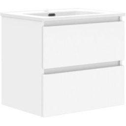 Artysan Mueble de baño con dos cajones y encimera cerámica Oslo . (60 cm) Blanco mate