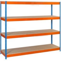 SIMONRACK Estantería metálica SIMONFORTE 4 Estantes. (200 x 240 x 90 cm) Azul / Naranja / Madera