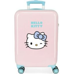 Personajes Maleta de cabina Hello Kitty Wink rígida con capacidad de 34L. Rosa pastel