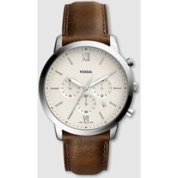 Fossil Reloj de hombre Neutra FS5380 cronógrafo de piel marrón.. Blanco
