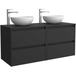 Salgar Mueble de baño con 4 cajones para lavabo de sobre encimera Noja . (120 cm) Negro Satín