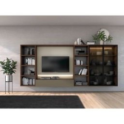 El Corte Inglés Mueble de salón con vitrina 341 cm Time . Nogal