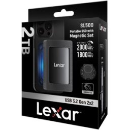 Lexar Disco externo SSD portátil SL500 con set magnético, 2TB, USB 3.2 Gen2x2. Gris oscuro / Negro