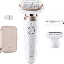 Braun Depiladora eléctrica Silk-épil 9 Flex, inalámbrica, uso en seco y húmedo. Blanco / Rosa