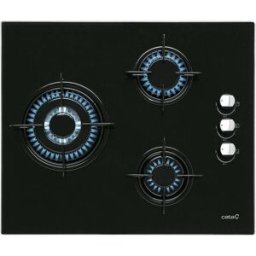 Cata Placa gas 3 quemadores - CI 6021 BK. Cristal negro