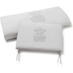 Tous Juego de 3 piezas para cuna (60x120 cm) de protector de barrotes, funda nórdica y relleno nórdico Baby HKaos. Gris niño