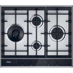 HAIER Placa gas con 4 quemadores disposición diamante, 60cm, Preciflame, Gas On Metal Series 4 - HAHG6D5TX. Negro