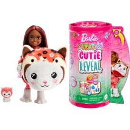Barbie Chelsea Cutie Reveal Serie Disfraces Gatito panda rojo.