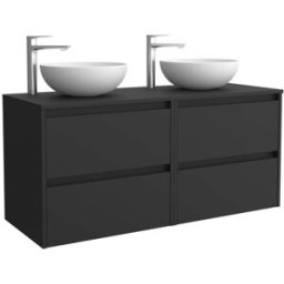 Salgar Mueble de baño con 4 cajones para lavabo de sobre encimera Noja . (140 cm) Negro Satín