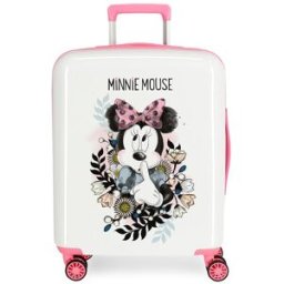 Disney Maleta de cabina infantil Minnie Style rígida con capacidad de 34L. Blanco / Rosa