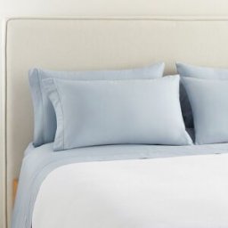 El Corte Inglés Sábana encimera Algodón Saten 300 hilos . (Cama 135 cm) Azul
