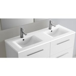 Salgar Lavabo doble de porcelana con encimera Iberia . Blanco