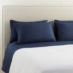 El Corte Inglés Sábana encimera Algodón Saten 300 hilos . (Cama 180 cm) Azul marino