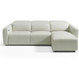 El Corte Inglés Sofá de piel de 5 plazas con 1 asiento relax eléctrico y chaiselongue derecha Trento . (278 cm) Artico