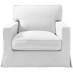 El Corte Inglés Sillón desenfundable de algodón y lino con brazo recto Bolonia . Blanco
