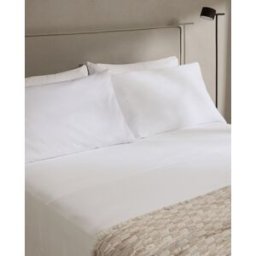 El Corte Inglés Sábana encimera Algodón Saten 300 hilos . (Cama 135 cm) Blanco