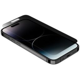 Belkin Protector de pantalla de cristal templado Privacy con revestimiento antimicrobiano para iPhone 14 Pro. Negro