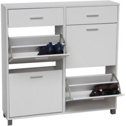 BriCor Mueble Zapatero 4 Puertas + 2 Cajones. Blanco mate