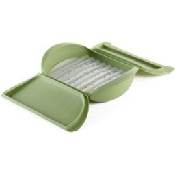 Lékué Estuche de vapor de silicona con bandeja con capacidad para 4 personas . Verde