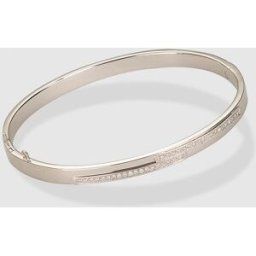 El Corte Inglés Pulsera de oro blanco 750 milésimas (18k) con media caña de diamantes talla brillante.. Blanco