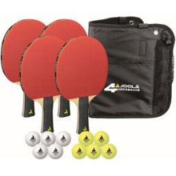 Joola Set de tenis de mesa con 4 palas 10 pelotas y funda QUATTRO . Rojo