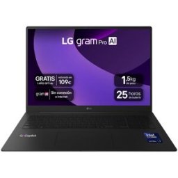 LG POrtátil gram pro 17Z90TR-E.AD88B, Intel Core Ultra 7-255H , 32GB, 1TB SSD, Nvidia GeForce RTX 5050 8GB, 17', W11. Negro