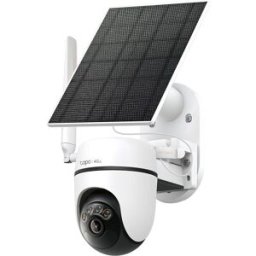 TAPO Cámara de vigilancia para exterior con Panel Solar y Batería C615G Kit, 2K, 360º, Detección IA, Visión Nocturna a Color, Alarma de Luz y Sonido.