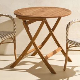 El Corte Inglés Mesa de balcón redonda plegable de madera de acacia Baiona . Natural