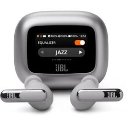 JBL Auriculares True Wireless Live Beam 3 con cancelación de ruido, diseño Stick Closed y audio de alta resolución. Plata