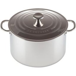 Le Creuset Olla alta con tapa de acero inoxidable Signature . (Olla de 24 cm) Gris