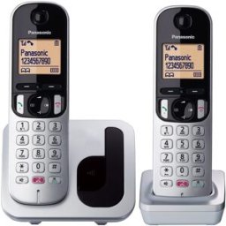 Panasonic Teléfono inalámbrico dúo Dect KX-TGC252SPS plata / negro. Plata / Negro