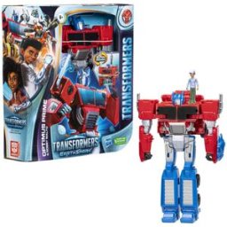 Hasbro Figura Transformers Earthspark Cambiador De Giro Optimus Prime Y Robby Malto.