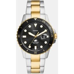 Fossil Reloj de hombre FS6031 de acero bicolor. Negro