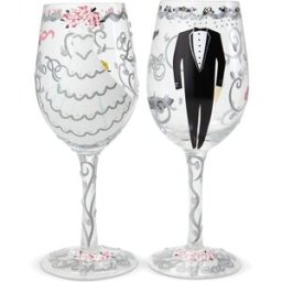 Lolita Juego de 2 copas de vino Novios Bride&Groom . Gris claro