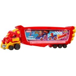 Hot Wheels Camión transporte para coches de juguete Hulkbuster Racerverse.