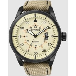 Citizen Reloj de hombre Avitator AW1365-19P Eco-Drive de nylon. Beige