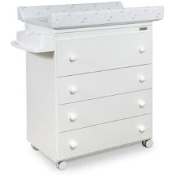 Micuna Cómoda con Bañera y cambiador bebé (4 cajones) Basic. Blanco niño