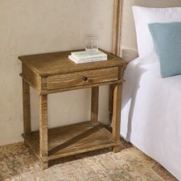 El Corte Inglés Mesita de noche de madera de roble con cajón Vintage . Roble envejecido