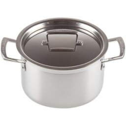 Le Creuset Cacerola de acero inoxidable con tapa Classic . (Cacerola de 24 cm) Gris