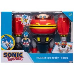 Jakks Pacific Figura Dr. Eggman 23 cm con funciones y proyectiles. Incluye figura Sonic 6 cm. Licencia Sonic. .