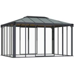 CANOPIA Cenador Aluminio Rectangular Cerrado Ledro 430 x 295 cm. Gris oscuro