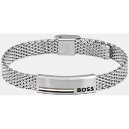 Boss Pulsera de hombre Alen de acero con placa. Plata