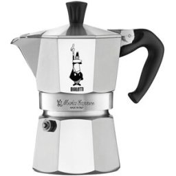 Bialetti Cafetera de aluminio Moka Express . (3 Tazas) Gris claro