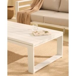 El Corte Inglés Mesa de centro elevable de jardín de aluminio Chicago . Blanco