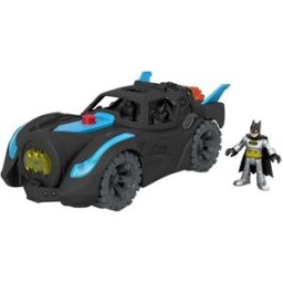 Fisher-Price DC Super Friends Batmóvil Power Reveal Coche de juguete con luces ultravioleta y sonidos, incluye figura de Batman.