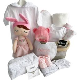 El Recién Nacido Canastilla regalo Moises bebe para bebé niña o niño personalizable con nombre. Fucsia niño