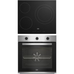 Beko Conjunto de horno y placa vitrocerámica BBSE12122XD con AeroPerfect. Inox